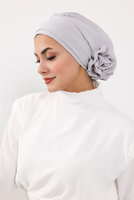 Instant Turban Lightweight Aerobin Scarf Head Turbans with Flower Back Detail For Women Headwear Stylish Elegant Design,HT-92