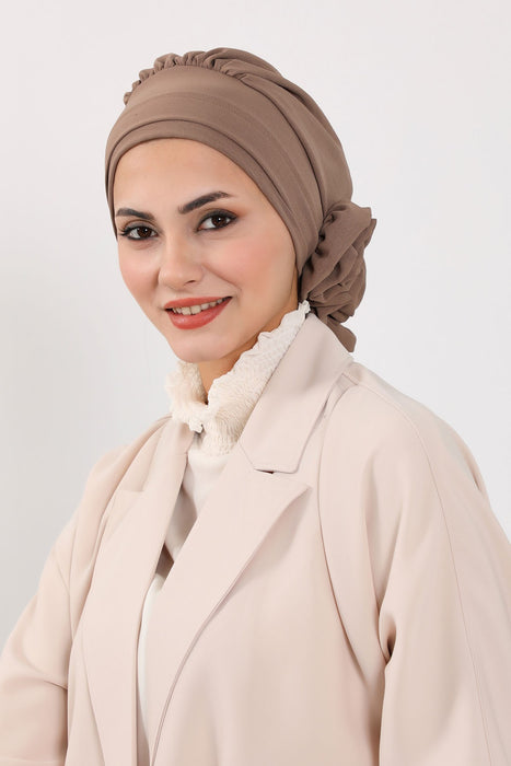 Instant Turban Lightweight Aerobin Scarf Head Turbans with Flower Back Detail For Women Headwear Stylish Elegant Design,HT-92