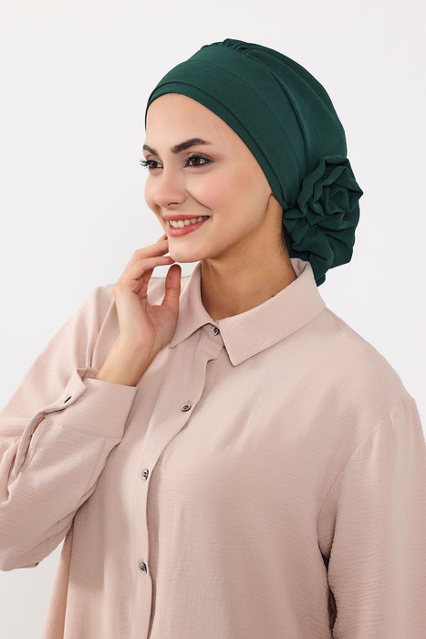 Instant Turban Lightweight Aerobin Scarf Head Turbans with Flower Back Detail For Women Headwear Stylish Elegant Design,HT-92