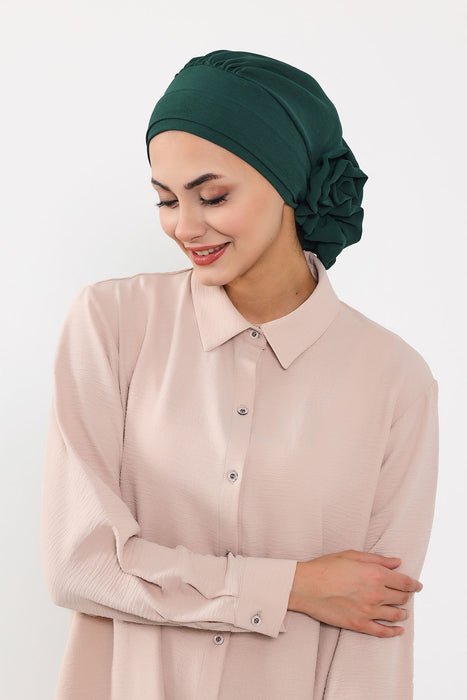 Instant Turban Lightweight Aerobin Scarf Head Turbans with Flower Back Detail For Women Headwear Stylish Elegant Design,HT-92