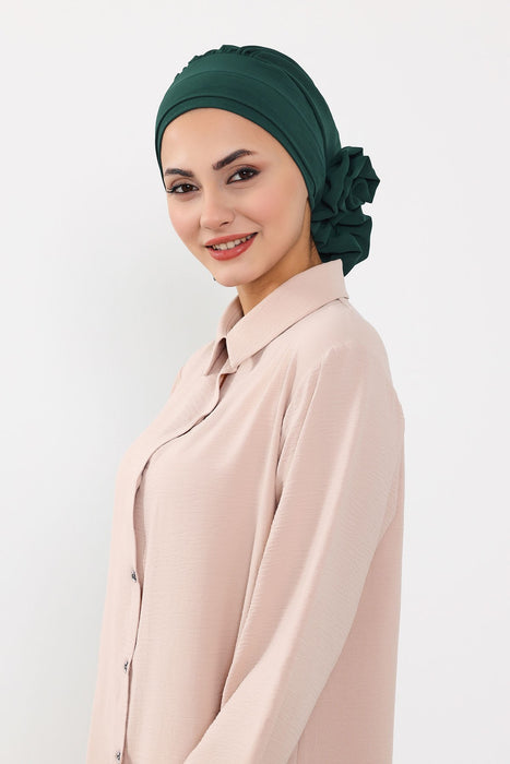 Instant Turban Lightweight Aerobin Scarf Head Turbans with Flower Back Detail For Women Headwear Stylish Elegant Design,HT-92