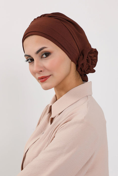 Instant Turban Lightweight Aerobin Scarf Head Turbans with Flower Back Detail For Women Headwear Stylish Elegant Design,HT-92