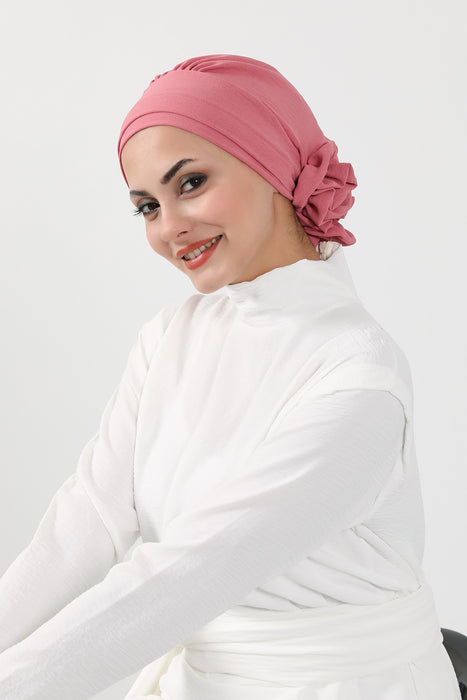 Instant Turban Lightweight Aerobin Scarf Head Turbans with Flower Back Detail For Women Headwear Stylish Elegant Design,HT-92