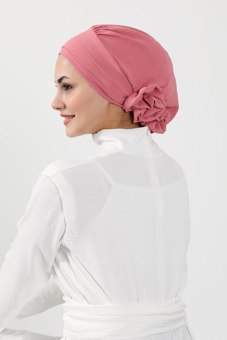 Instant Turban Lightweight Aerobin Scarf Head Turbans with Flower Back Detail For Women Headwear Stylish Elegant Design,HT-92