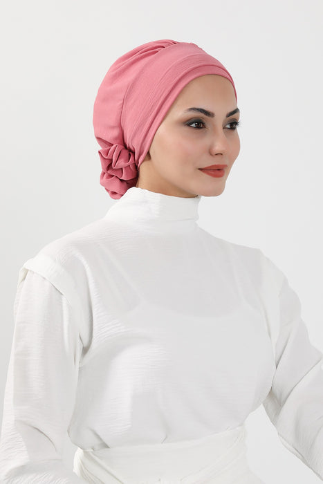 Instant Turban Lightweight Aerobin Scarf Head Turbans with Flower Back Detail For Women Headwear Stylish Elegant Design,HT-92