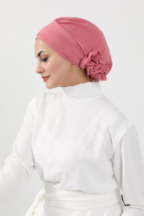 Instant Turban Lightweight Aerobin Scarf Head Turbans with Flower Back Detail For Women Headwear Stylish Elegant Design,HT-92