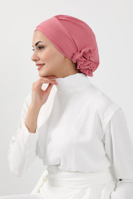 Instant Turban Lightweight Aerobin Scarf Head Turbans with Flower Back Detail For Women Headwear Stylish Elegant Design,HT-92