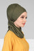 Regal Charm Cotton Instant Turban with Adorable Brooch Detail, Adjustable Easy to Wear Hijab for Women, Lightweight Cotton Headscarf,HT-72 Army Green