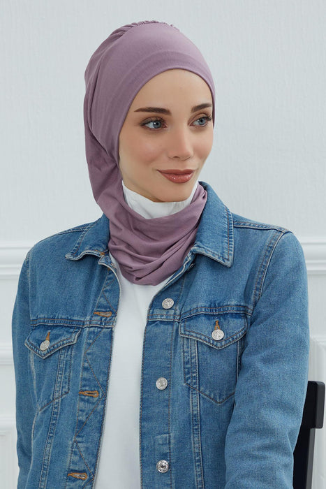 Instant Turban Lightweight Cotton Scarf Head Turbans For Women Headwear Stylish Elegant Design,HT-96 Lilac