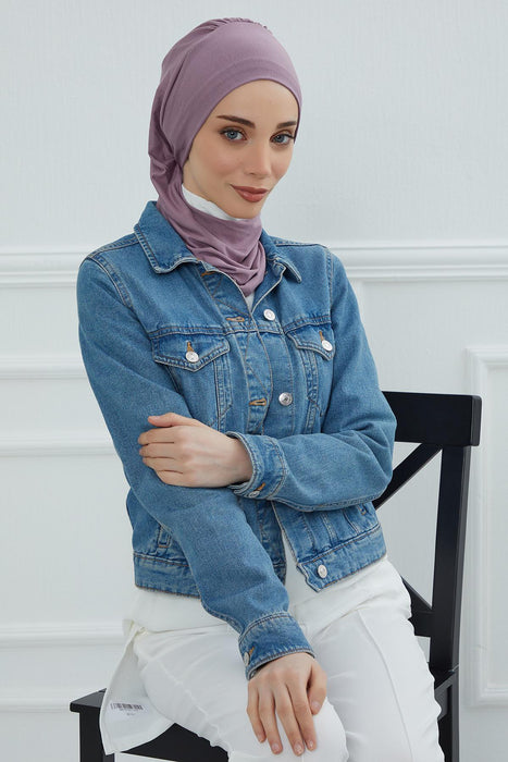 Instant Turban Lightweight Cotton Scarf Head Turbans For Women Headwear Stylish Elegant Design,HT-96 Lilac