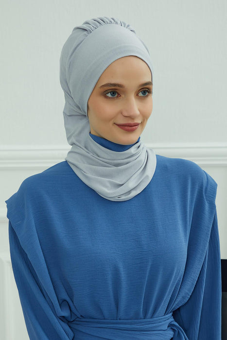 Instant Turban Lightweight Cotton Scarf Head Turbans For Women Headwear Stylish Elegant Design,HT-96 Grey 2