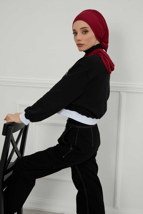 Instant Turban Lightweight Cotton Scarf Head Turbans For Women Headwear Stylish Elegant Design,HT-96 Maroon