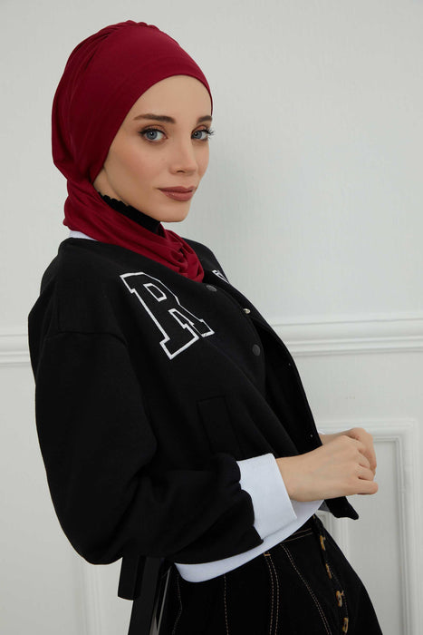 Instant Turban Lightweight Cotton Scarf Head Turbans For Women Headwear Stylish Elegant Design,HT-96 Maroon