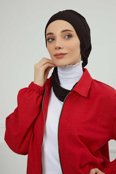 Instant Turban Lightweight Cotton Scarf Head Turbans For Women Headwear Stylish Elegant Design,HT-96 Black