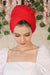 Instant Turban Plain Cotton Scarf Head Wrap Lightweight Hat Bonnet Cap for Women,B-9 Red