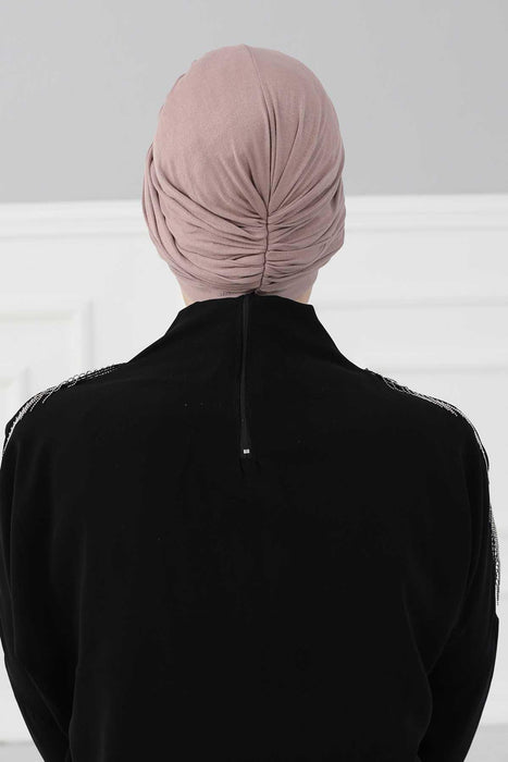 Instant Turban Plain Cotton Scarf Head Wrap Lightweight Hat Bonnet Cap for Women,B-9 Mink