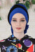 Instant Turban Plain Cotton Scarf Head Wrap Lightweight Multicolor Headwear Plain Bonnet Cap with Stylish Cotton Band,B-50 Sax Blue - Black