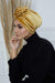 Velvet Instant Turban with a Gorgeous Rose Accent, Handmade Soft Touch Hijab Turban For Women, Stylish Chemo Headwear Bonnet Cap,B-21KD Mustard Yellow