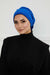 Velvet Elastic Instant Turban Bonnet Cap with Handmade Rose Detail at the Back Side, Soft Plain Color Velvet Pre-Tied Turban Hijab,B-53K Sax Blue