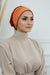 Velvet Elastic Instant Turban Bonnet Cap with Handmade Rose Detail at the Back Side, Soft Plain Color Velvet Pre-Tied Turban Hijab,B-53K Tile Red