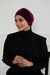 Velvet Elastic Instant Turban Bonnet Cap with Handmade Rose Detail at the Back Side, Soft Plain Color Velvet Pre-Tied Turban Hijab,B-53K Purple