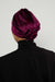 Velvet Elastic Instant Turban Bonnet Cap with Handmade Rose Detail at the Back Side, Soft Plain Color Velvet Pre-Tied Turban Hijab,B-53K Purple