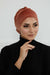 Velvet Elastic Instant Turban Bonnet Cap with Handmade Rose Detail at the Back Side, Soft Plain Color Velvet Pre-Tied Turban Hijab,B-53K Salmon