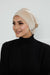 Velvet Elastic Instant Turban Bonnet Cap with Handmade Rose Detail at the Back Side, Soft Plain Color Velvet Pre-Tied Turban Hijab,B-53K Beige