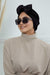 Instant Turban Velvet Scarf Head Wrap with Removable Bowtie Headwear Cap Bonnet For Women Fashion,B-27K Black