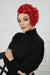Brightly Shining Stylish Instant Turban with a Huge Bow, Beautiful Sequin-Embellished Head Cover for Modern Look, Chic Bonnet Cap,B-70 Red