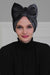 Velvet Bowtie Instant Turban Hijab for Women Lightweight Head Wrap, Luxurious Velour Pre-Tied Instant Turban, Trendy Velvet Chemo Cap,B-11K Anthracite