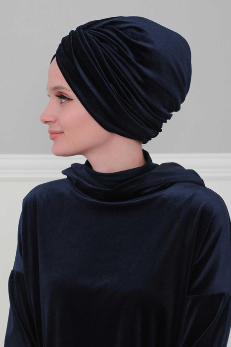 Super Soft Velvet Pre-Tied Turban, Comfortable Lightweight Winter Bonnet Cap for Women, Easy Wrap Women Head Covering, Chemo Cancer Cap,B-9K Dusty Rose