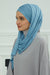 Jersey Shawl for Women 95% Cotton Bonnet Modesty Turban Cap Wrap Instant Scarf,BT-1 Blue