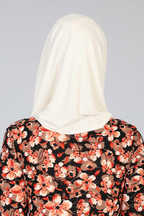 Jersey Shawl for Women 95% Cotton Bonnet Modesty Turban Cap Wrap Instant Scarf,BT-1 Ivory