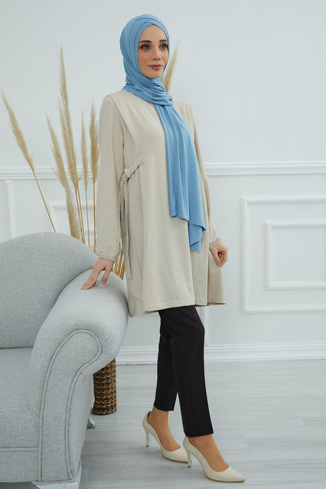 Jersey Shawl for Women 95% Cotton Head Wrap Instant Modesty Turban Cap Scarf Cross Stich Ready to Wear Hijab,PS-40 Blue