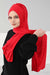 Soft Jersey Hijab Shawl for Women, 95% Cotton and Comfortable Ready to Wear Women Headscarf, Cross Stich Instant Pre-tied Hijab Shawl,PS-41 Red