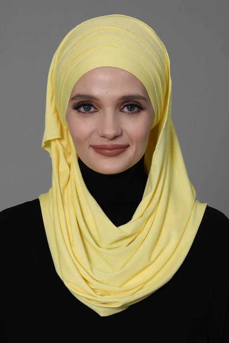 Jersey Shawl for Women %95 Cotton Scarf Head Wrap Modesty Turban Cap Hat,CPS-43 Yellow