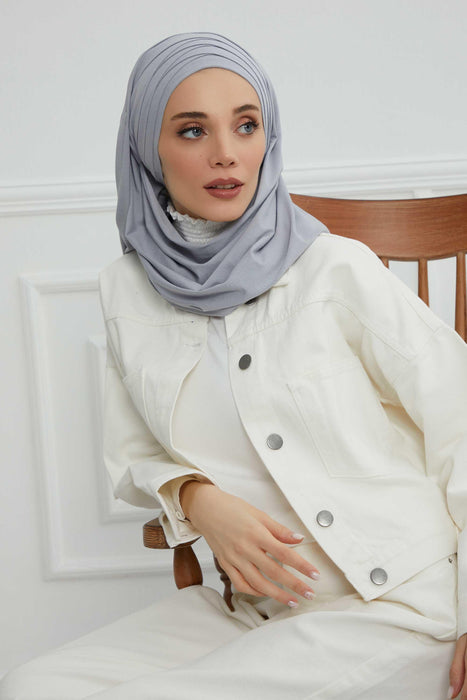Jersey Shawl for Women %95 Cotton Scarf Head Wrap Modesty Turban Cap Hat,CPS-43 Grey 2