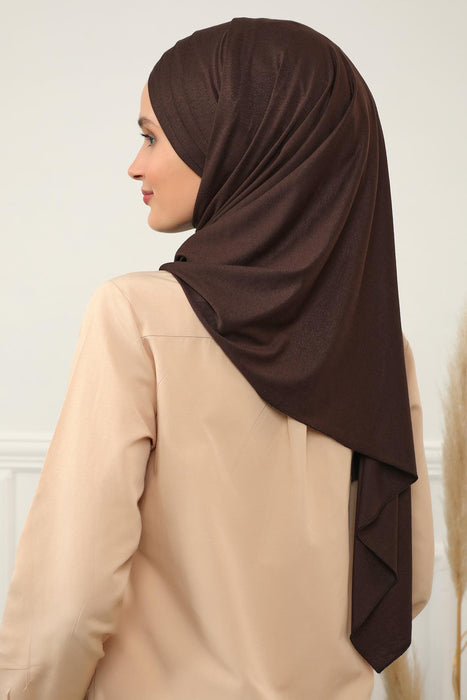 Jersey Shawl for Women %95 Cotton Scarf Head Wrap Modesty Turban Cap Hat,CPS-43 Brown