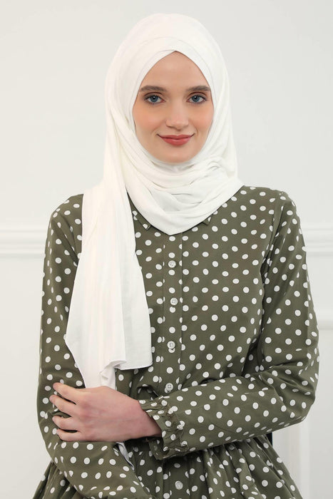Jersey Shawl for Women %95 Cotton Scarf Head Wrap Modesty Turban Cap Hat,CPS-45 Ivory
