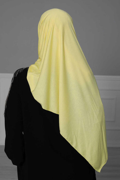 Jersey Shawl for Women Instant Combed Cotton Shawl for Women Cotton Modesty Instant Turban Cap Hat Head Wrap Ready to Wear Scarf,PS-16 Yellow