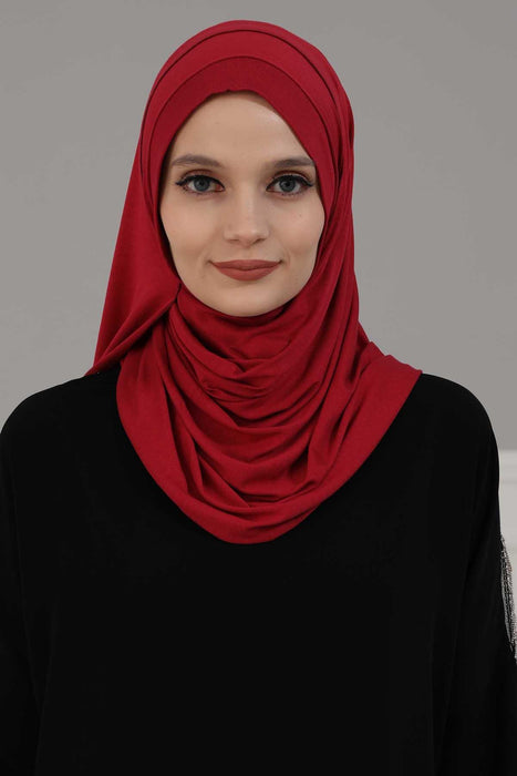 Jersey Shawl for Women Instant Combed Cotton Shawl for Women Cotton Modesty Instant Turban Cap Hat Head Wrap Ready to Wear Scarf,PS-16 Maroon