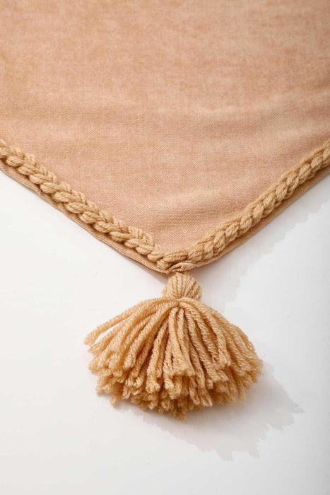 Knit Fabric Table Runner with Handmade Tassels, 55x16 Inches Large Rustic Charm Dining Room Decor, Elegant Home Table Runner Decors,R-31B Beige