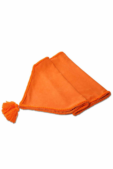 Knit Fabric Table Runner with Handmade Tassels, 55x16 Inches Large Rustic Charm Dining Room Decor, Elegant Home Table Runner Decors,R-31B Orange