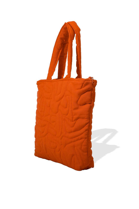 Linen Textured Zippered Hand Shoulder Bag Casual Daily Laptop Workbag with Handicraft Stitches,CK-16 Orange