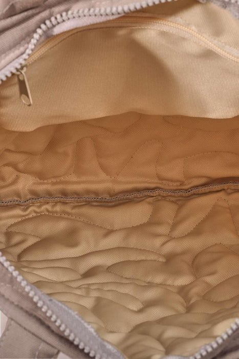 Linen Textured Zippered Hand Shoulder Bag Casual Daily Laptop Workbag with Handicraft Stitches,CK-16 Grey