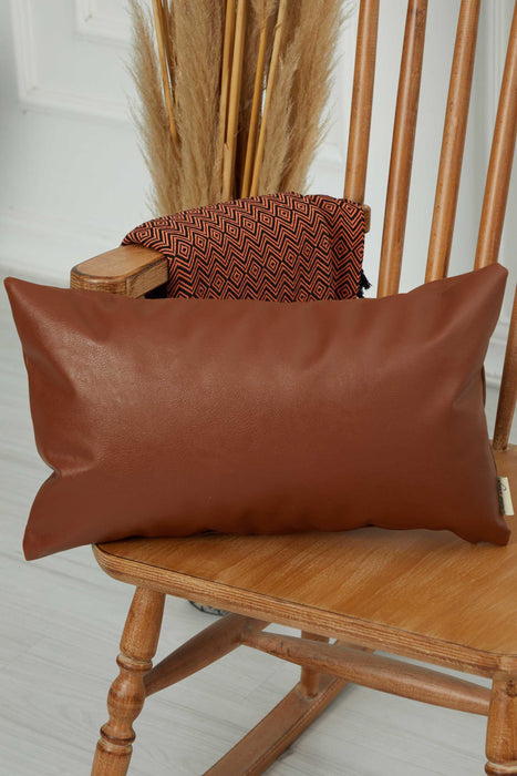 Luxurious Faux Leather Pillow Cover, Sophisticated Modern Cushion Cover for Minimalist Decor, 20x12 Large Decorative Pillow Cover,K-368 Brown