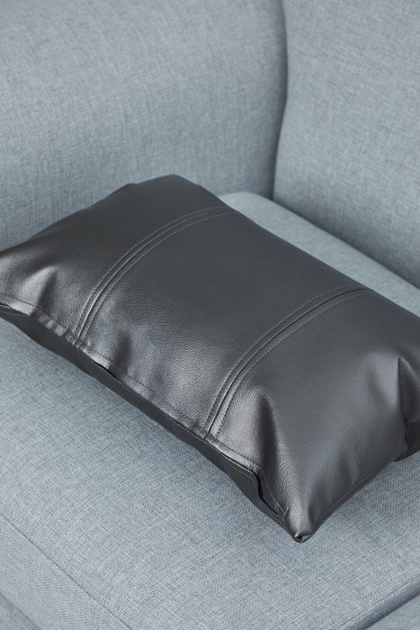 Luxurious Faux Leather Pillow Cover, Sophisticated Modern Cushion Cover for Minimalist Decor, 20x12 Large Decorative Pillow Cover,K-368 Dark Silver
