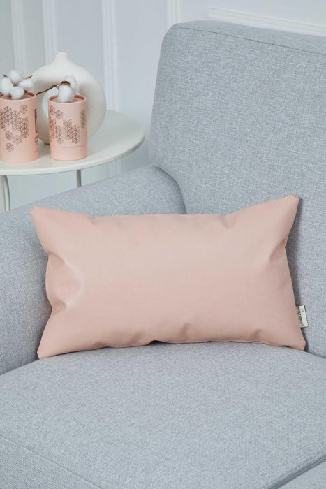 Luxurious Faux Leather Pillow Cover, Sophisticated Modern Cushion Cover for Minimalist Decor, 20x12 Large Decorative Pillow Cover,K-368 Powder
