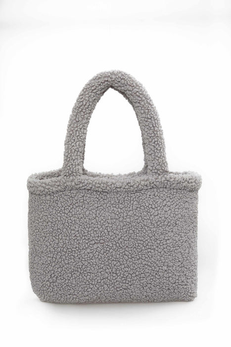 Magnetic Closure Teddy Fabric Shoulder Bag Handmade Daily Bag Handbag Tote Bag for Women,CK-41 Grey